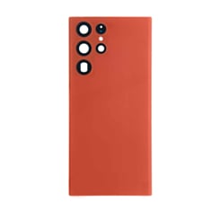 Grab the wholesale deals on the back glass with camera lens and adhesive for Galaxy S22 Ultra, no logo, red.
