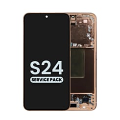 Buy the OLED Assembly with Frame for Galaxy S24 S921 in sandstone orange, service pack.
