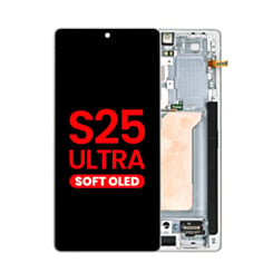 OLED Assembly with Frame for Galaxy S25 Ultra (S938) (Titanium White Silver) (Aftermarket Plus Soft)
