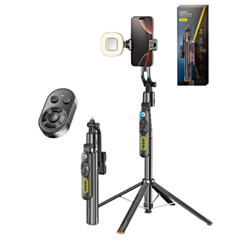AI Face Tracking 360° Rotating Selfie Stick Tripod - BLACK (Only Ground Shipping)