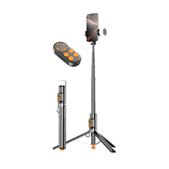 Auto Pop-Up Selfie Stick Tripod with Bluetooth Remote (BLACK) (Only Ground Shipping)