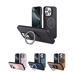 Slim Leather Case with Wireless Charging Kickstand for iPhone 15 Pro Max (Only Ground Shipping)