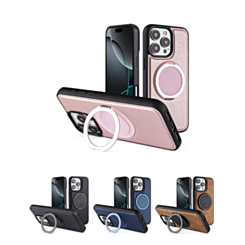 Slim Leather Case with Wireless Charging Kickstand for iPhone 16 Pro (Only Ground Shipping)