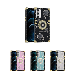 Square Acrylic Mirror Shiny Luxury Case with Ring for Galaxy S24 / S25 (Only Ground Shipping)