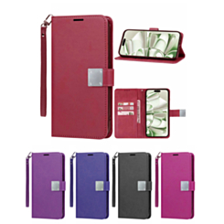 Elegant Leather Wallet Case with Wristlet Strap for iPhone 16 Pro (Only Ground Shipping)