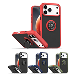 Hard PC Rear / Soft TPU Colorful Border Case with I-ring Holder for iPhone 17 Pro Max (Only Ground Shipping)