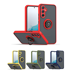 Galaxy S24FE Hard PC Rear / Soft TPU Colorful Border Case with I - ring Holder (Only Ground Shipping)