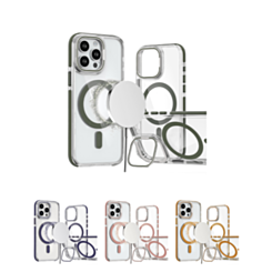 Thin Magnetic Clear Case with Camera Stand Kickstand for iPhone 12 / 12 Pro (Only Ground Shipping)