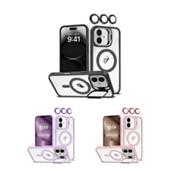 Thin Magnetic Clear Case with Camera Stand & Camera Cover for iPhone 17 (Only Ground Shipping)