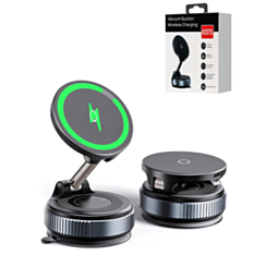 360° Adjustable Vacuum Suction Car Phone Holder with Wireless Charging - BLACK (15W) (Only Ground Shipping)