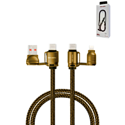 Ven-Dens USB A+C to C+L Fast Charging Data Cable with Lanyard (GOLD) (60W) (6ft) (Only Ground Shipping)