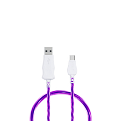 Visible USB A-C Flowing LED Fast Charging Cable (PURPLE) (3ft) (10W) (Only Ground Shipping)