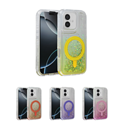 Wireless Charging Protective Glitter Liquid Bumper Case for iPhone 16 Plus (Only Ground Shipping)