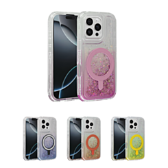 Wireless Charging Protective Glitter Liquid Bumper Case for iPhone 16 Pro (Only Ground Shipping)