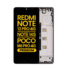 OLED Assembly with Frame for Xiaomi Redmi Note 13 Pro 4G / Xiaomi Poco M6 Pro 4G / Xiaomi Redmi Note 14S (Midnight Black) (Premium)