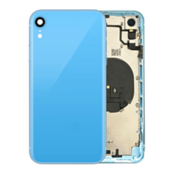Back Housing Frame with Small Components Pre-Installed for iPhone XR (NO LOGO) (BLUE)