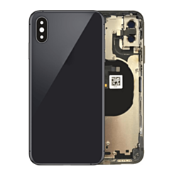 Stock up on the back housing frame for iPhone XS in space gray, no logo, with small components pre-installed.