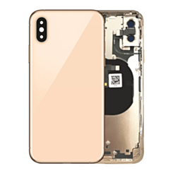 Shop the back housing frame for iPhone XS in gold, no logo, with small components pre-installed.