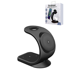 Brookstone 3-in-1 Curved Wireless Charging Station - BLACK (15W) (Only Ground Shipping)