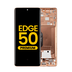 OLED Assembly with Frame for Motorola Moto Edge 50 (XT2407-3 / 2024) (PEACH FUZZ) (Premium)