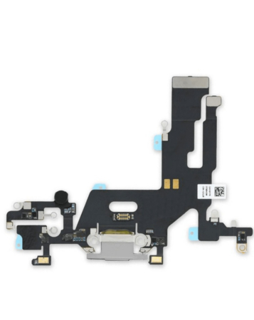 Shop the Charging Port Flex Cable for iPhone 11 in white, aftermarket version.