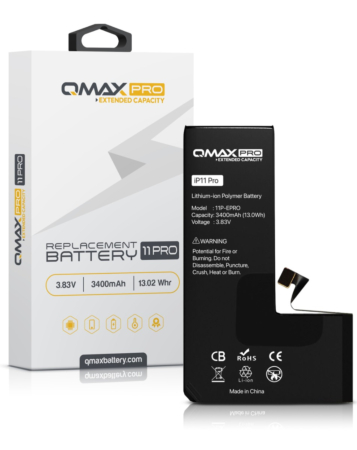 Stock up on the QMAX Pro extended capacity replacement battery for iPhone 11 Pro, 3400 mAh.