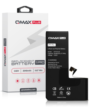 Order the QMAX Plus replacement battery for iPhone 11 Pro, 3046 mAh.


