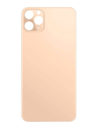 Stock up on the back glass with bigger camera hole for iPhone 11 Pro, no logo, in gold.

