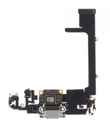 Purchase the charging port flex cable in silver for iPhone 11 Pro, OEM pull.

