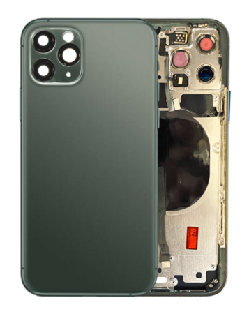 Order the back housing frame with small components pre-installed for iPhone 11 Pro, no logo, in Midnight Green.

