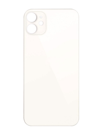 Purchase the white back glass for iPhone 12 with a bigger camera hole and no logo.
