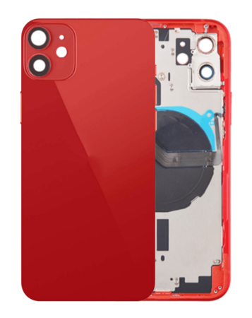 Shop the red back housing frame with small components pre-installed for iPhone 12, no logo.
