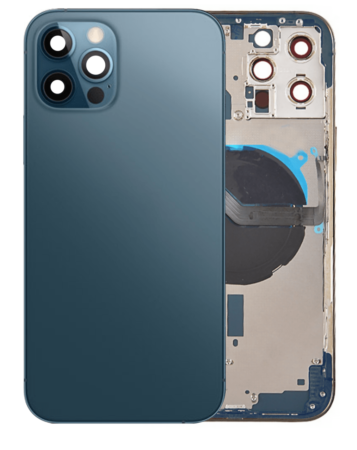 Order the Back Housing Frame with Small Components Pre-Installed for iPhone 12 Pro Max NO LOGO PACIFIC BLUE.

