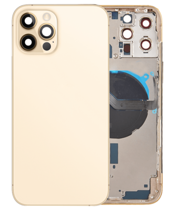 Purchase the Back Housing Frame with Small Components Pre-Installed for iPhone 12 Pro Max NO LOGO GOLD.

