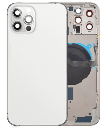 Grab the wholesale deals on the Back Housing Frame with Small Components Pre-Installed for iPhone 12 Pro Max NO LOGO SILVER.

