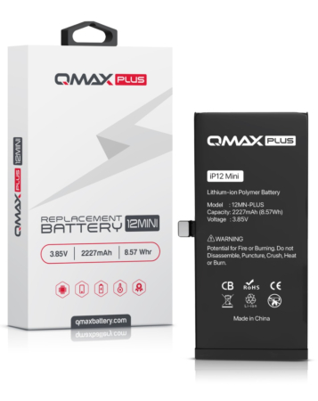 QMAX Plus Replacement Battery for iPhone 12 Mini (2227 mAh) (Only Ground Shipping)