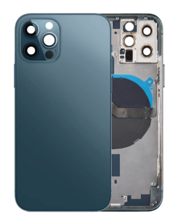 Grab the wholesale deals on the Back Housing Frame with Small Components Pre-Installed for iPhone 12 Pro NO LOGO PACIFIC BLUE.







