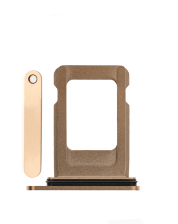 Purchase the single SIM card tray in gold for iPhone 13 Pro Max, 13 Pro, 12 Pro Max, and 12 Pro.

