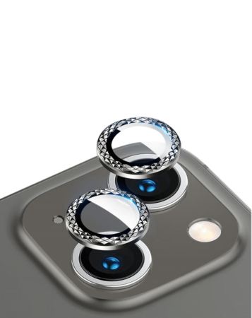 Purchase the Iced Out Square Camera Lens with HD Tempered Glass for iPhone 13 and 13 Mini in Black.