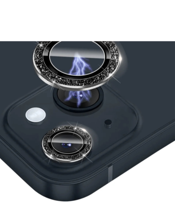 Glitter Diamond Camera Lens with HD Tempered Glass for iPhone 13 / 13 Mini (BLACK)