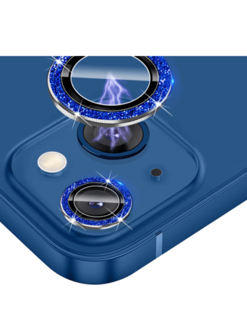 Glitter Diamond Camera Lens with HD Tempered Glass for iPhone 13 / 13 Mini (BLUE)