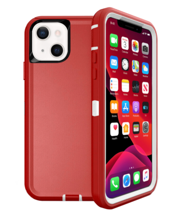 Heavy Duty Case for iPhone 13 Mini (RED & WHITE) (Only Ground Shipping)