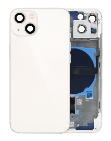 Stock up on the Back Housing Frame with Small Components Pre-Installed for iPhone 13 NO LOGO US Version STARLIGHT.

