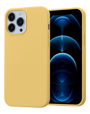 Soft Solid Silicone Case (Full Buttom Cover) - YELLOW for iPhone 13 Pro Max (Only Ground Shipping)
