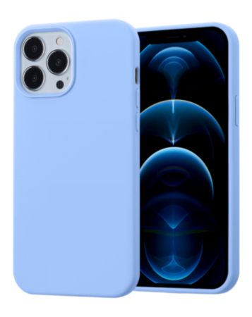 Soft Solid Silicone Case (Full Buttom Cover) - LIGHT BLUE for iPhone 13 Pro Max (Only Ground Shipping)