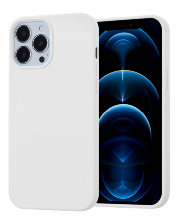 Soft Solid Silicone Case (Full Buttom Cover) - WHITE for iPhone 13 Pro Max (Only Ground Shipping)
