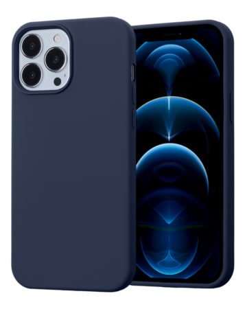 Soft Solid Silicone Case (Full Buttom Cover) - MIDNIGHT BLUE for iPhone 13 Pro Max (Only Ground Shipping)