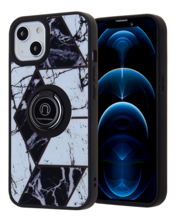 Pattern Design Hard PC Rear / Soft TPU Colorful Border Case with I- ring Holder - Style 4 for iPhone 13 Pro (Only Ground Shipping)