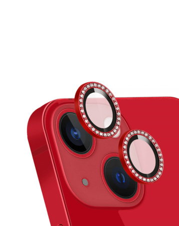 Order the Diamonds Metal Ring with HD Tempered Glass for iPhone 13 and 13 Mini in Red.






