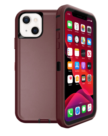 Heavy Duty Case for iPhone 13 Mini (MAROON & BLACK) (Only Ground Shipping)